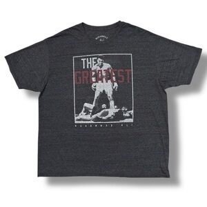MUHAMMAD ALI Charcoal Grey Crew Neck Graphic T-Shirt “The Greatest”